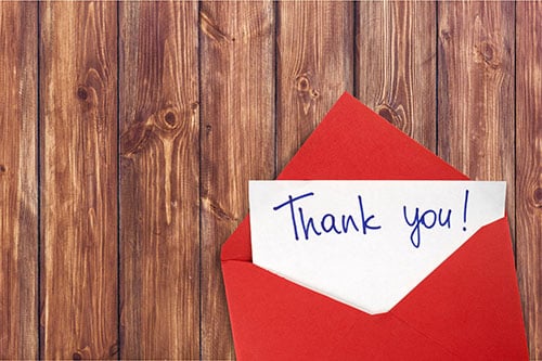 thank you card on wood-blog