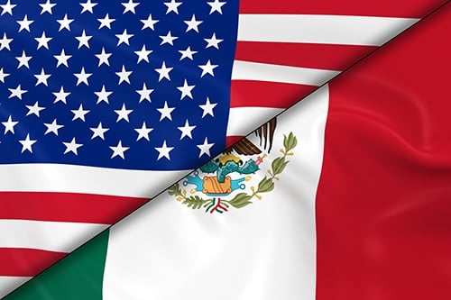 Mexico and US flags